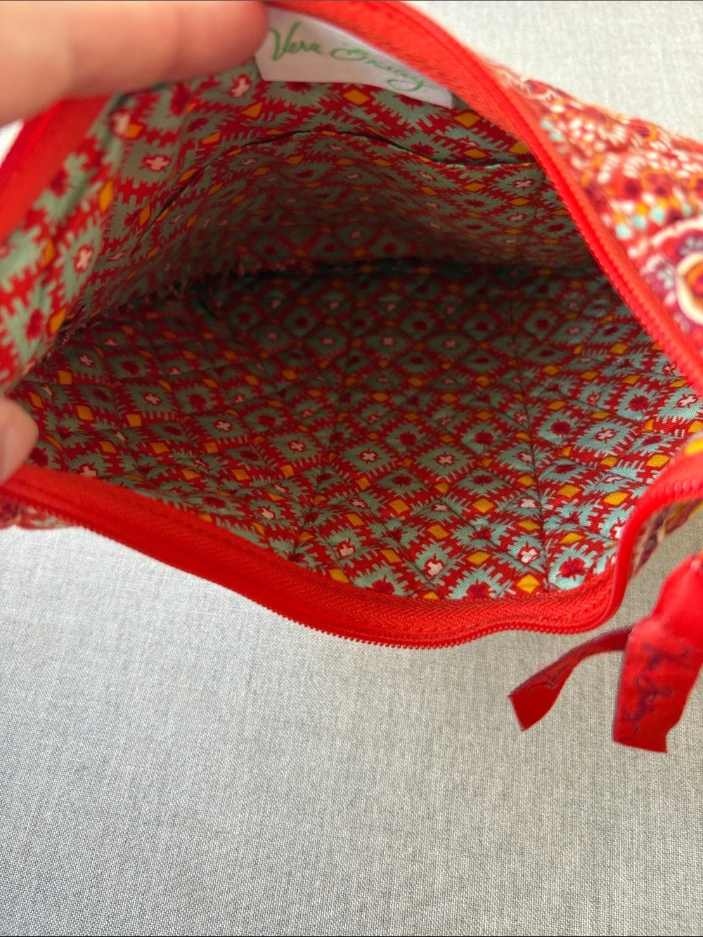 Vera Bradley Orange Quilted Shoulder Bag with Floral Medallions